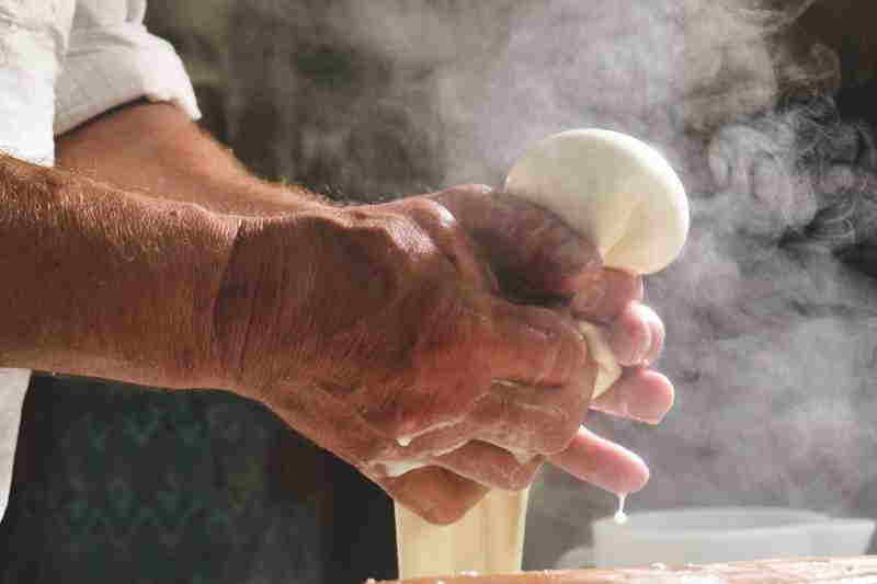 making burrata cheese by hand
