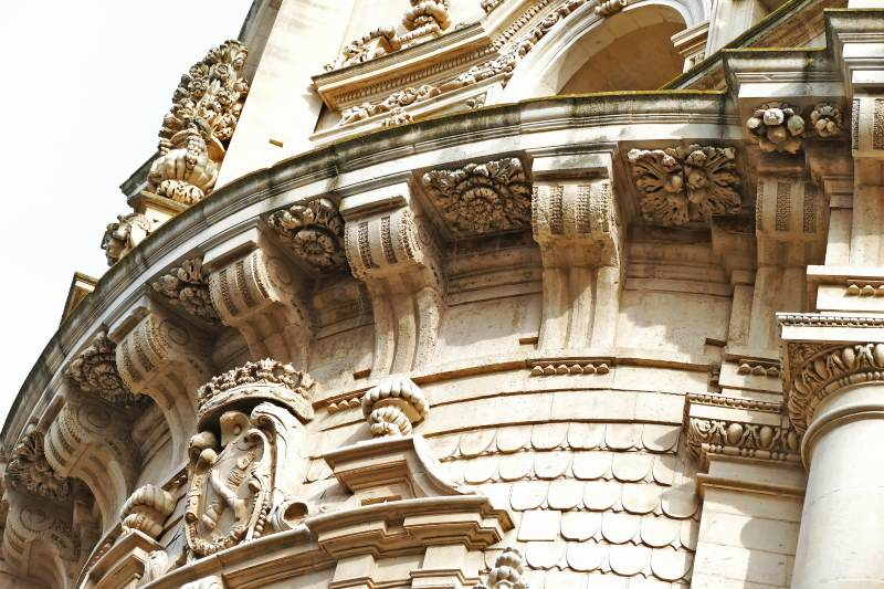 Detail of the facade of St. Matthew Church in Lecce Italy