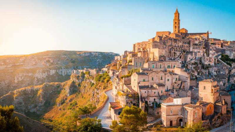 view of Matera old town Sassi UNESCO site