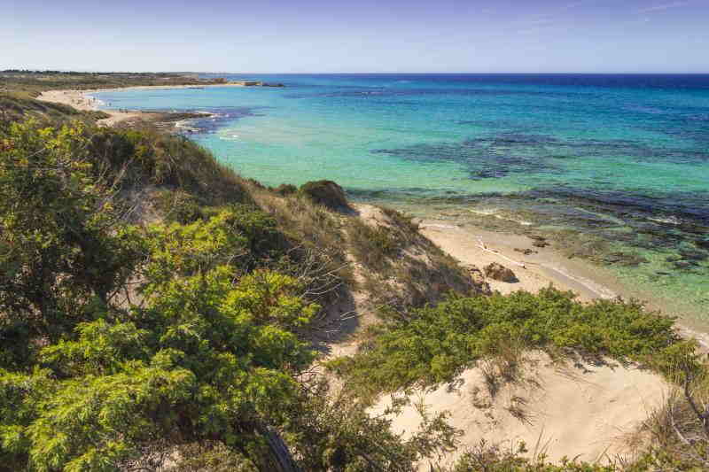 view of the coastline of Puglia plenty of sand dunes